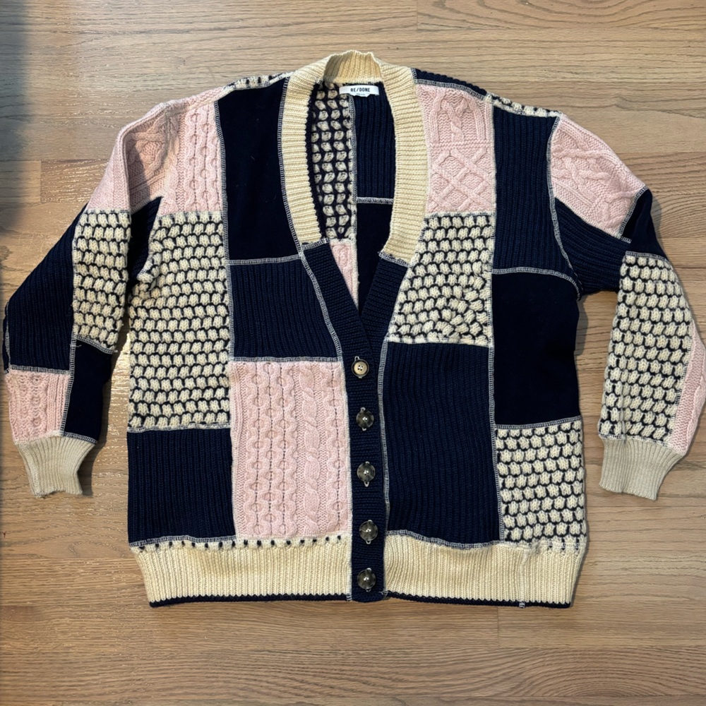 Re/Done 90s Patchwork Cardigan